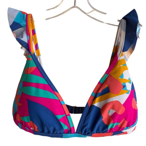 J. Crew Colorful High Waisted Bikini Set with Ruffles NOTE Bottom is L Top is XL - Picture 3 of 9